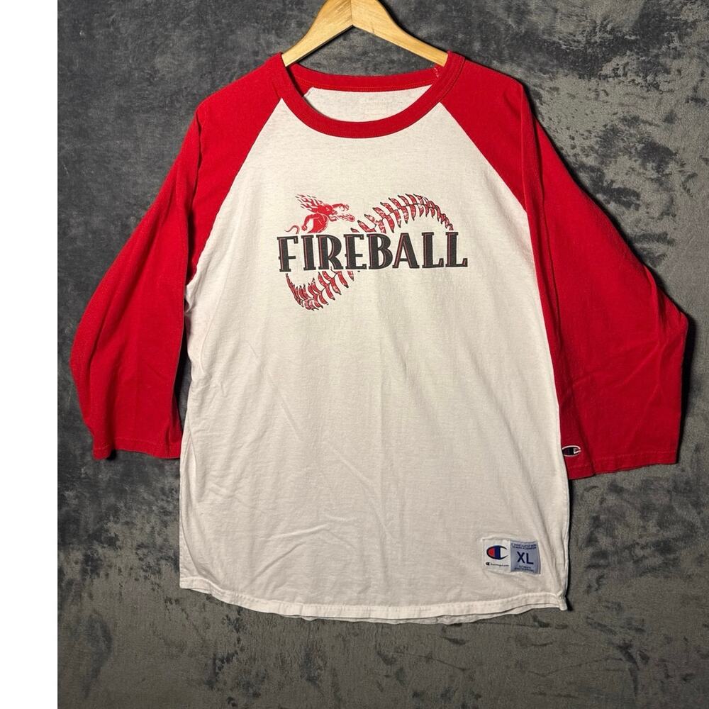 VTG Y2K Champion x Fireball #66 Promo Ragland Baseball Jersey Mens XL Red/White